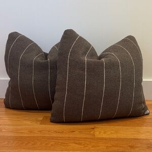 Woven Nook 22x22in Striped Brown Throw Pillows w/ Down Inserts